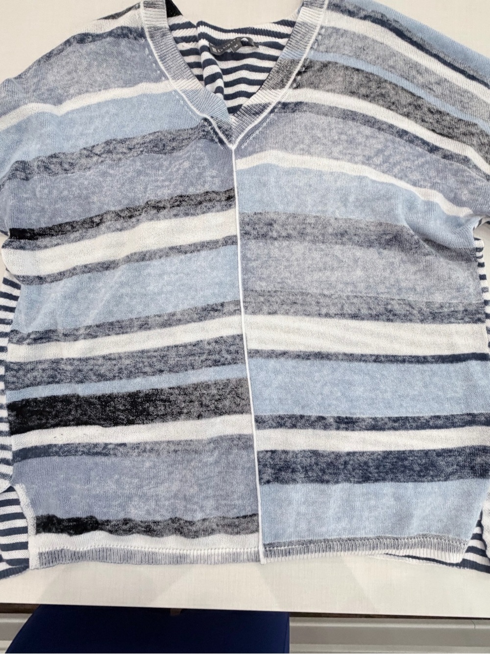Elliott Lauren Lightweight Sweater Slouchy Blue Stripe 100% Cotton - M - Picture 8 of 11